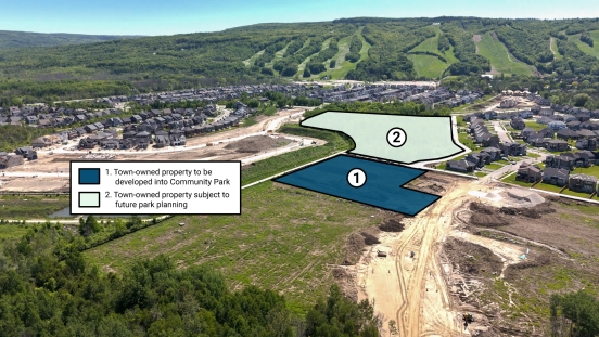 Map showing division of space within park property 