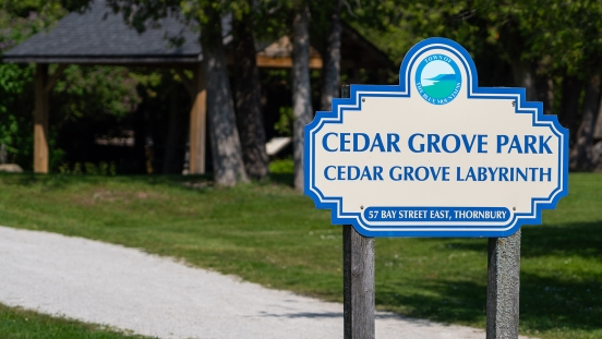 Entrance sign at Cedar Grove Park