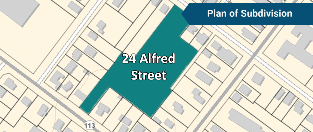 Map showing the subject lands of 24 Alfred Street