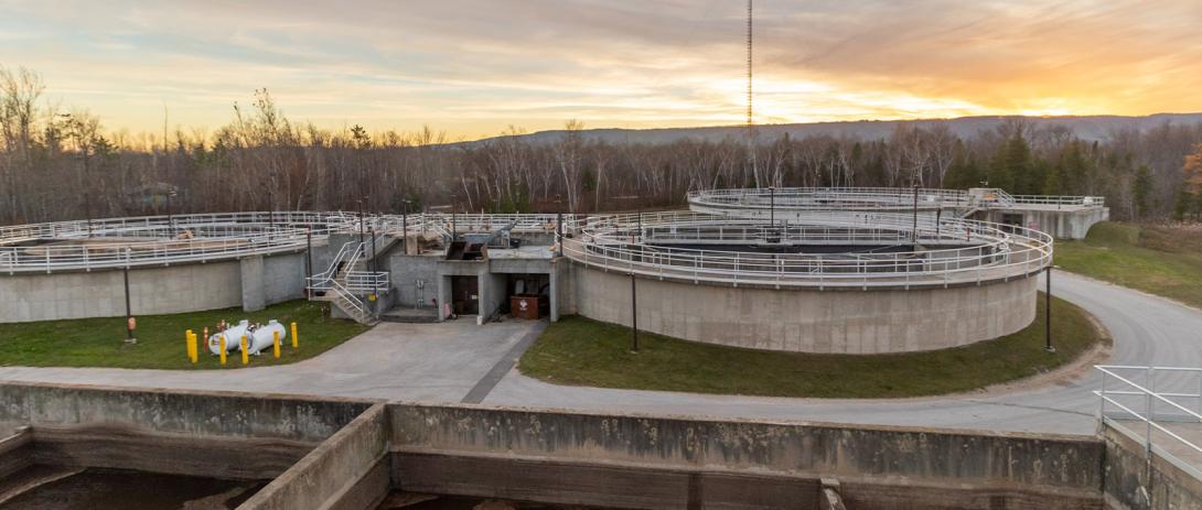 Craigleith Wastewater Treatment Plant at sunset
