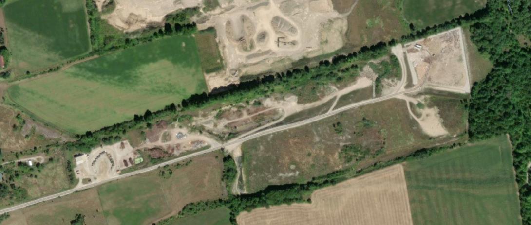 Aerial view of landfill and recycling depot