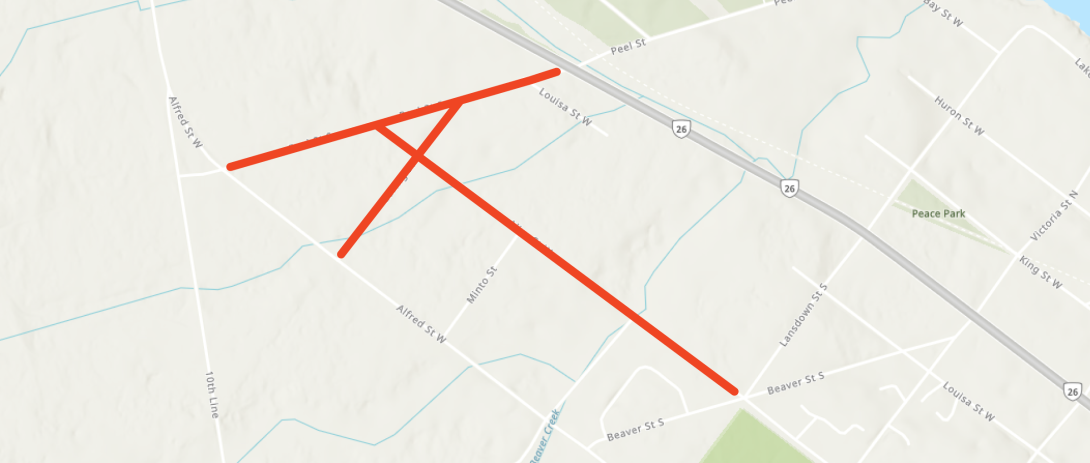 Map showing project area of 125 Peel Street Servicing