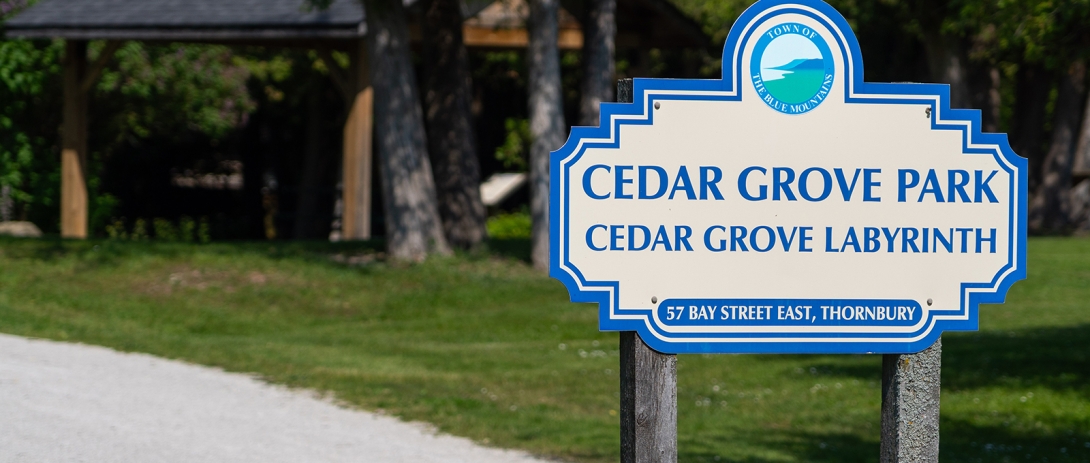 Entrance sign at Cedar Grove Park