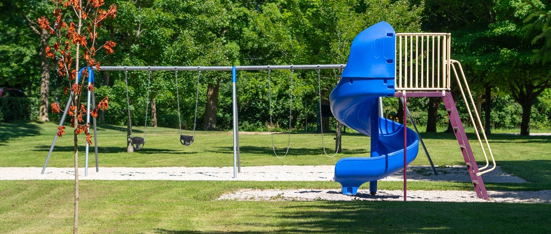 Slide and swings at Hillcrest Park