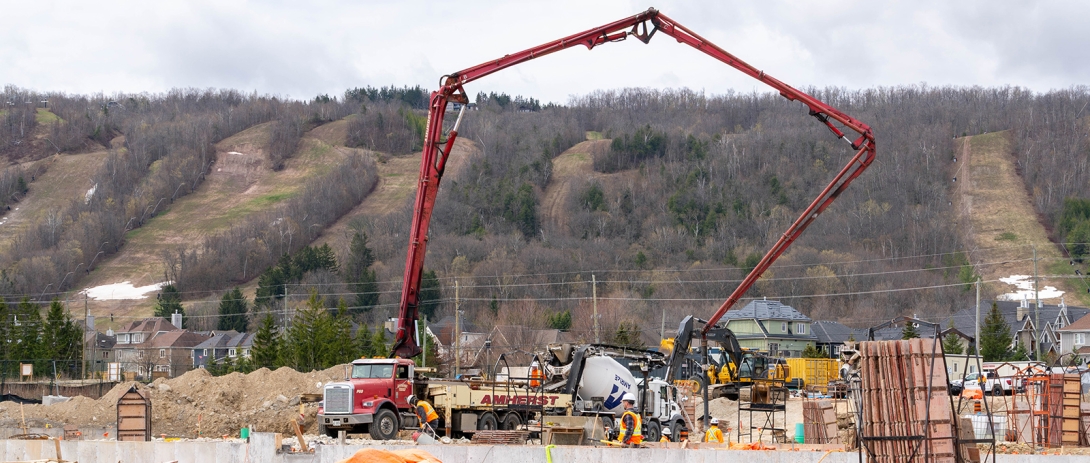 Concrete pumper at new Craigleith Fire Hall site