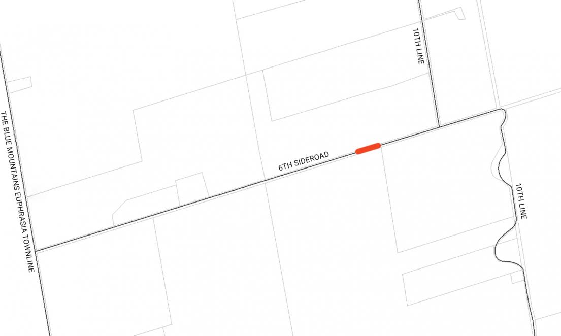 Map indicating location of Bridges 2 and 3 on 6th Sideroad near Little Germany