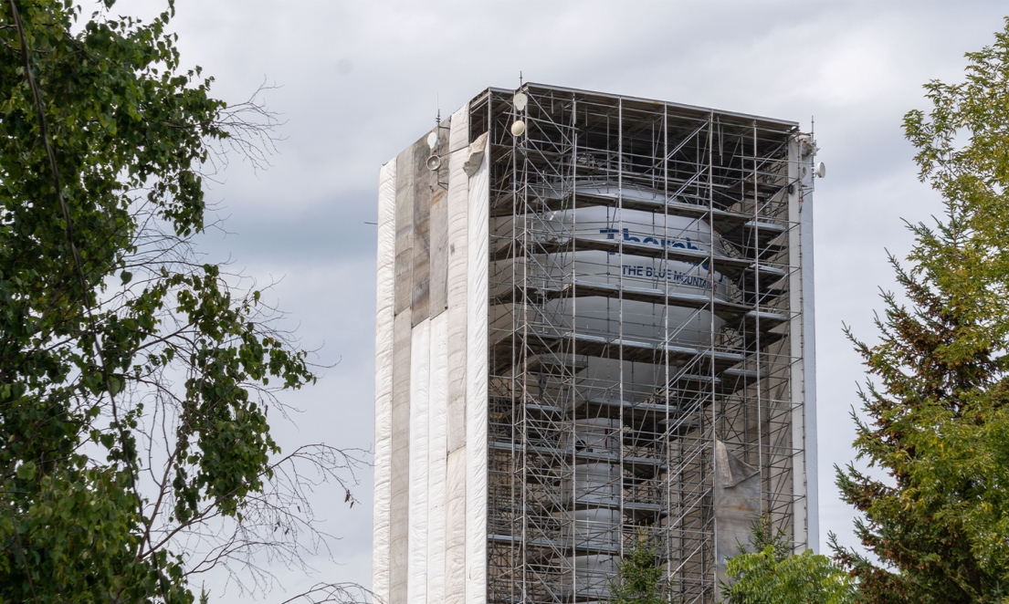 Shrouding beginning to be removed after rehabilitation