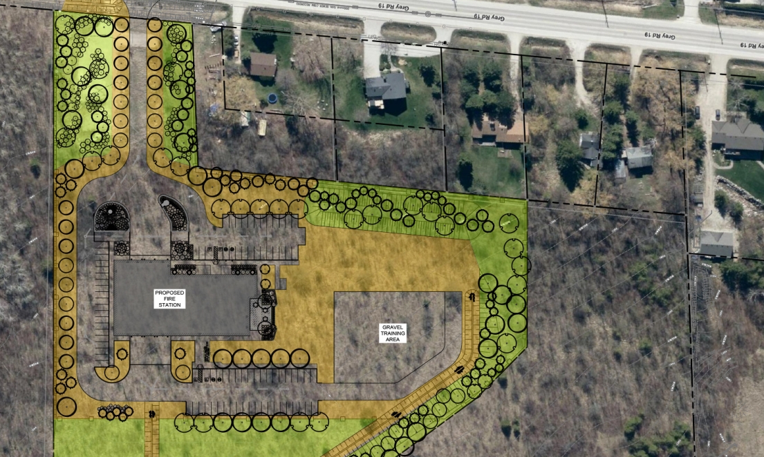 Map showing draft restoration plan for Fire Hall site