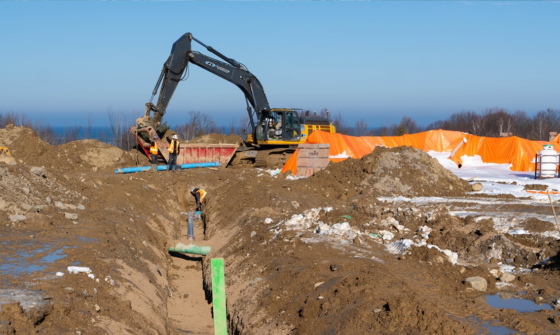 Water and sanitary services being installed to new Craigleith Fire Hall
