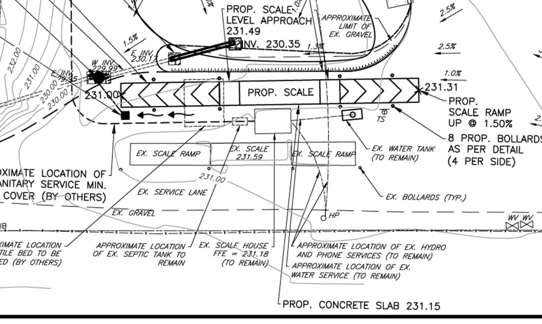 Site plan showing location of new scale in relation to scale house