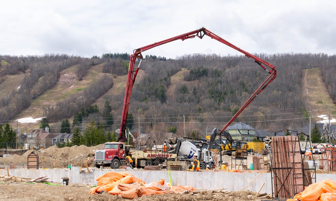 Concrete pumper at new Craigleith Fire Hall site