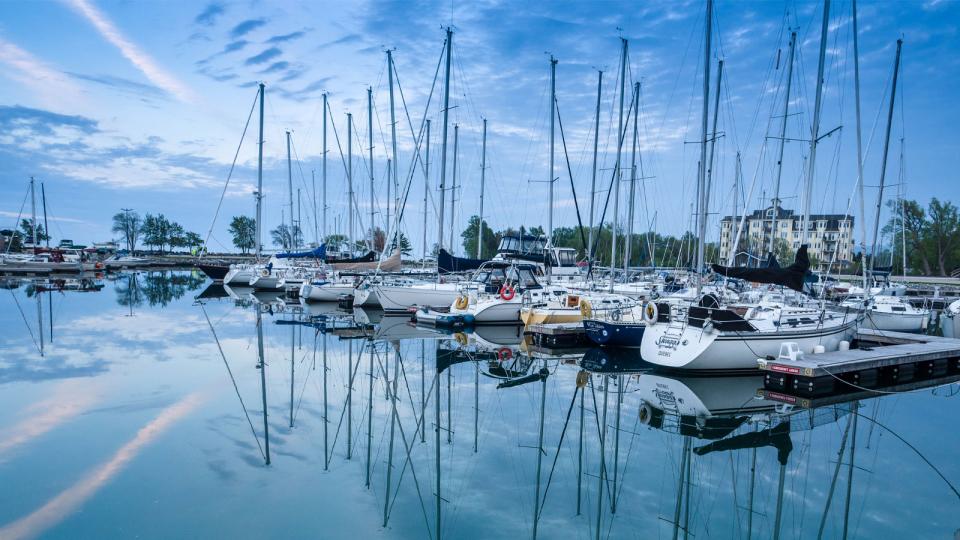 boats moored in Thornbury Harbour