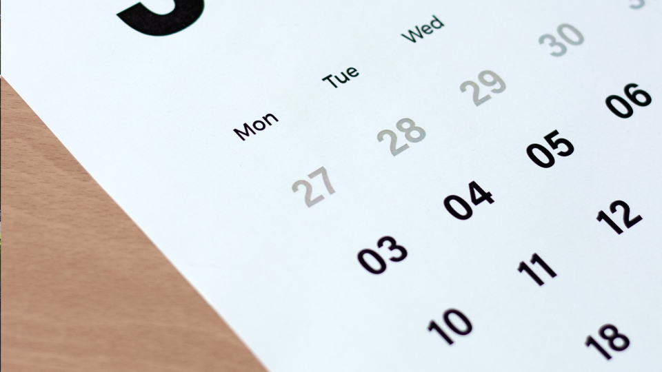 Close up of calendar